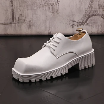 Bijele muške modeliranje Cipele s Trga vrhom, Modne Muške Cipele Vjenčanje čipka-up, Omladinska muške Cipele Za Stranke, Oxfords