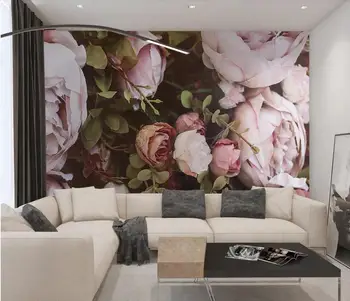 Pojedinačne velike skandinavski jednostavne malo svježe ruže pozadinski zid u dnevnoj sobi 3D zidne tapete